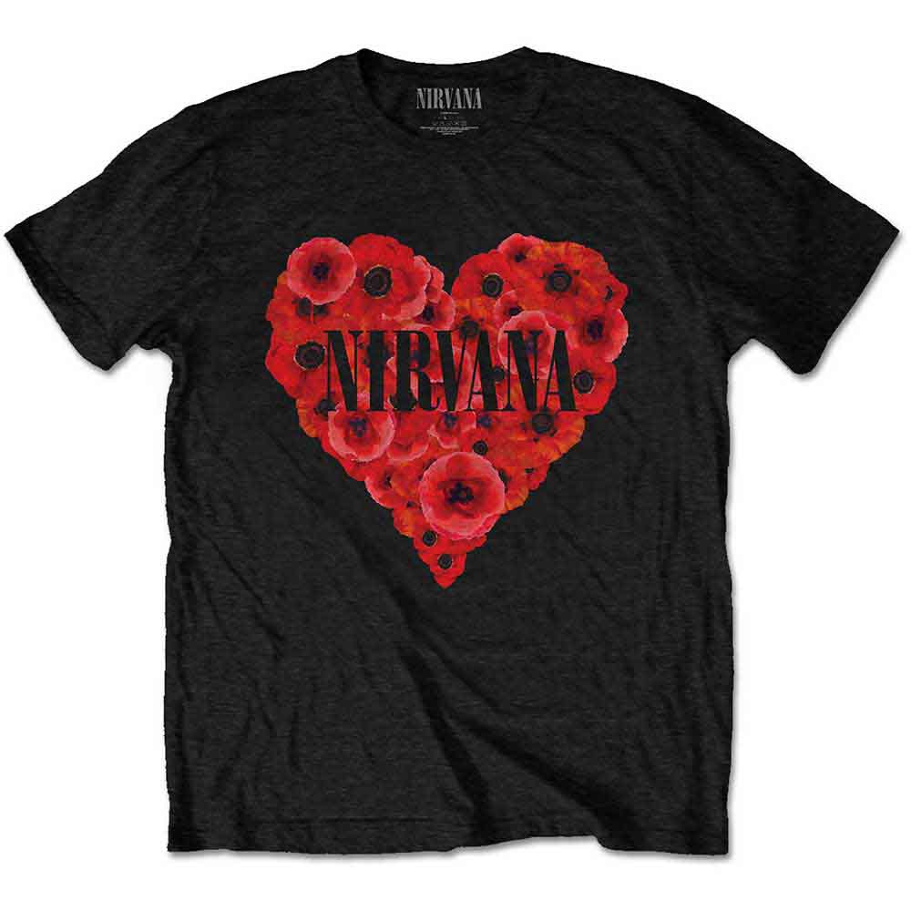 Nirvana Unisex T-Shirt Poppy Heart Black (L)