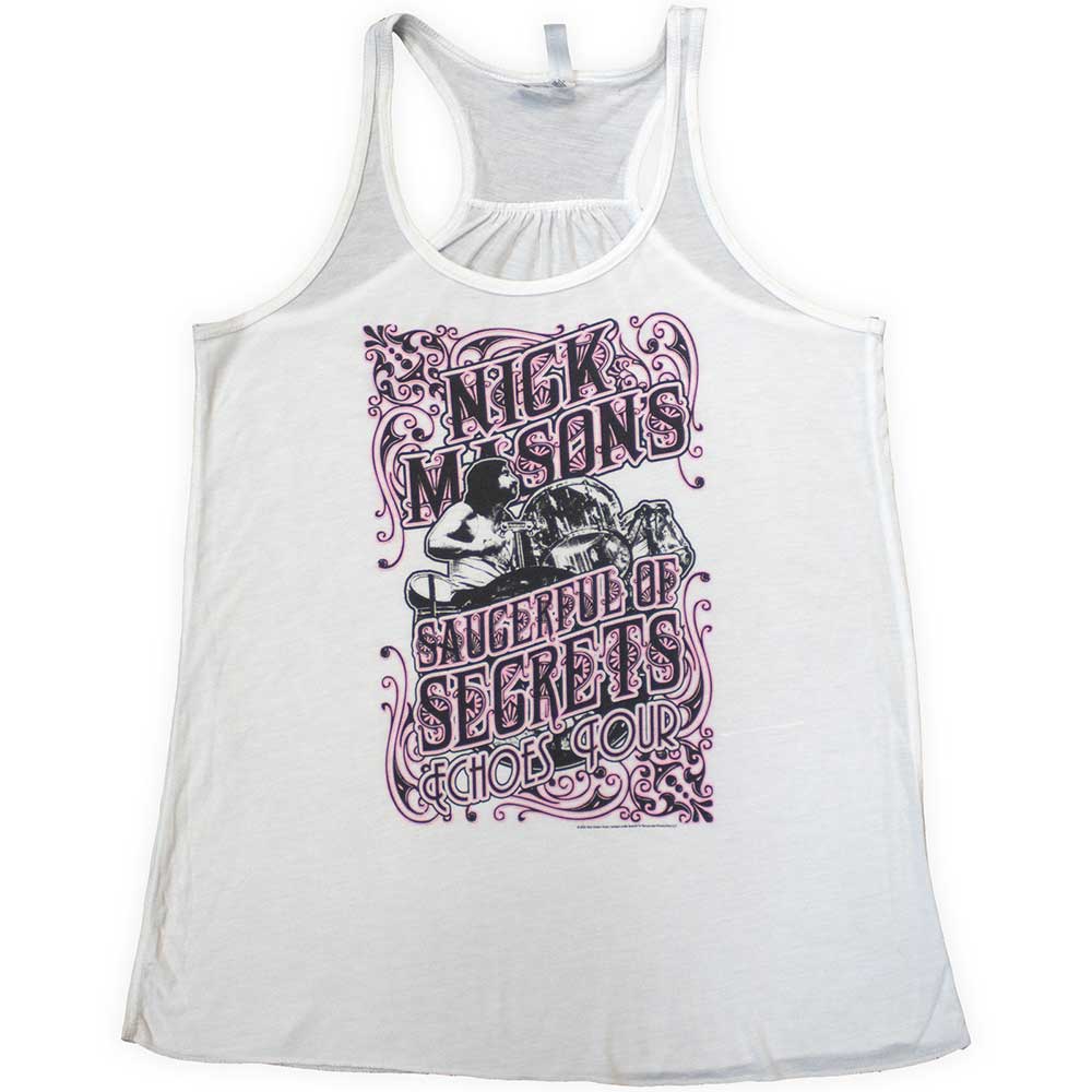 Nick Mason's Saucerful of Secrets Unisex Vest T-Shirt Echoes Tour (Ex-Tour) White (L)