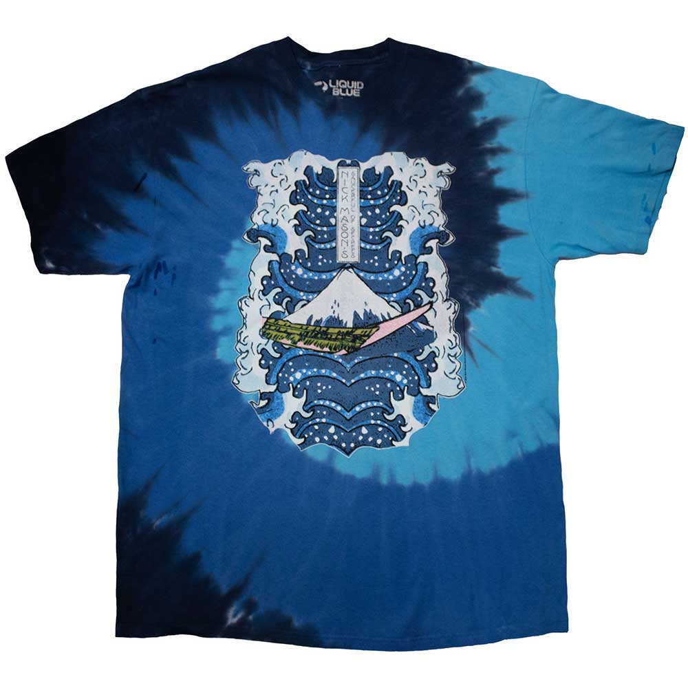 Nick Mason's Saucerful of Secrets Unisex T-Shirt Hokusai Wave Dip Dye (Ex-Tour) Blue (XXXL)