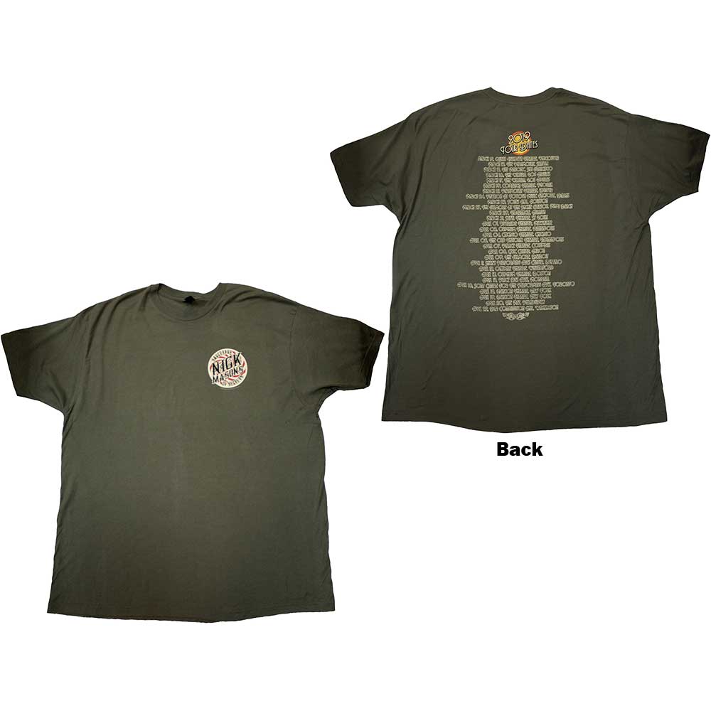 Nick Mason's Saucerful of Secrets Unisex T-Shirt Tour 2019 (Back Print) Green (XXL)