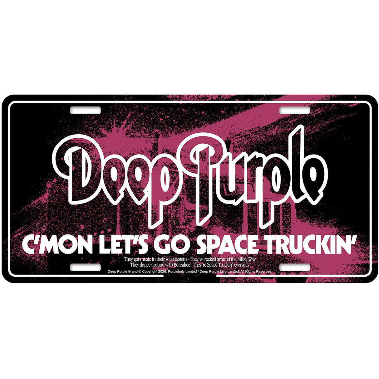 Deep Purple Number Plate Aluminium 30cm x 15cm - Space Truckin