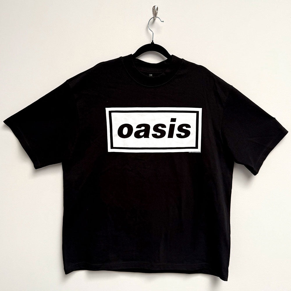 Oasis Unisex Oversized Boxy T-Shirt Decca Logo Black (M)