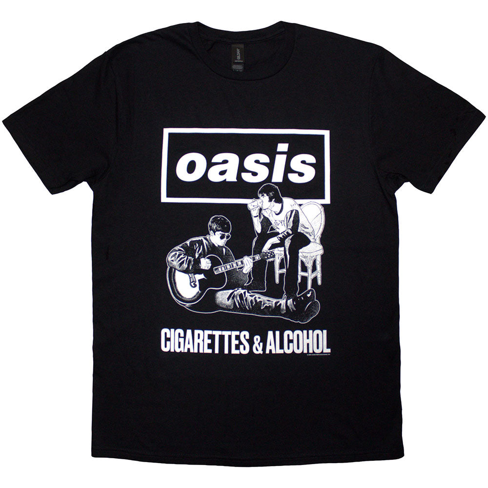 Oasis Unisex T-Shirt Cigarettes & Alcohol Illustration Mono Black (XXL)