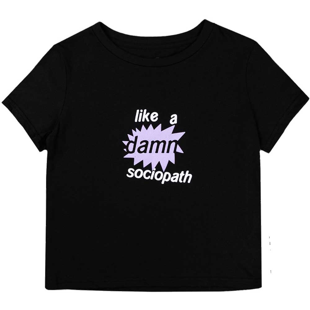 Olivia Rodrigo Ladies Crop Top Like a Damn Sociopath Black (XL)