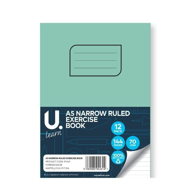 U.Learn A5 Exercise Book Narrow Ruled 72shts