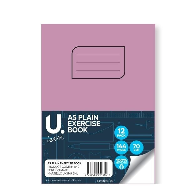 U.Learn A5 Exercise Book Plain 72shts