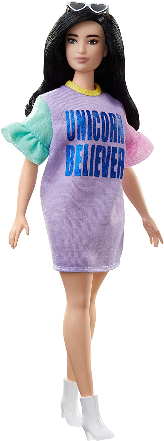 Mattel Barbie Fashionistas Doll 127? with Long Brunette Hair Wearing Unicorn Believer Dress
