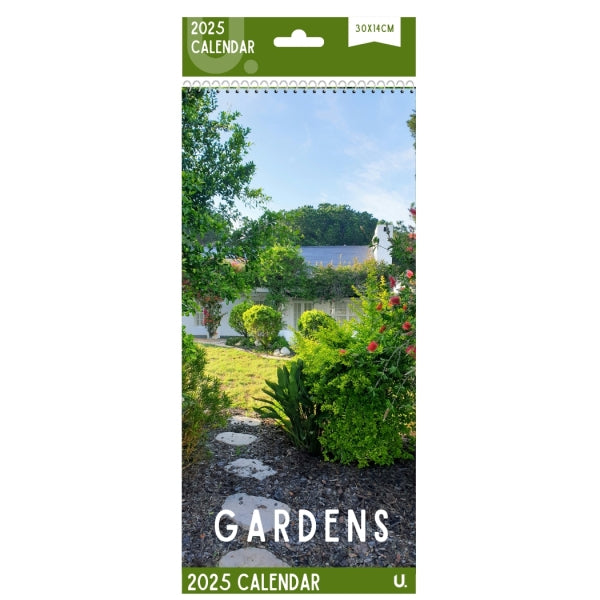 Martello 2025 Slim Calendar 30cm x 14cm - Gardens