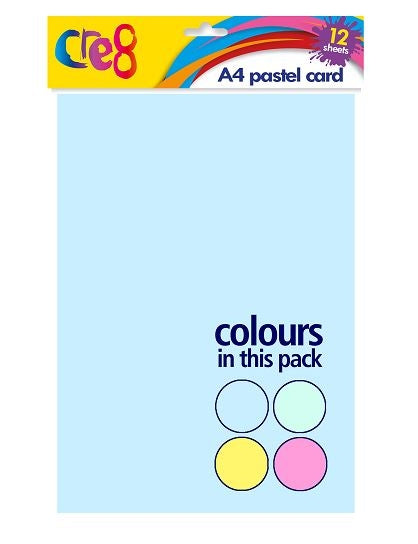 Cre8 A4 Pastel Card 200gsm 12shts