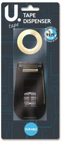 U.Tape Black Tape Dispenser with 2 Rolls of Clear Tape