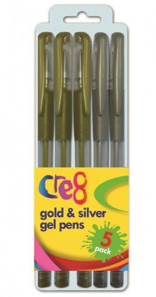 Cre8 Gold & Silver Gel Pens (5pk)