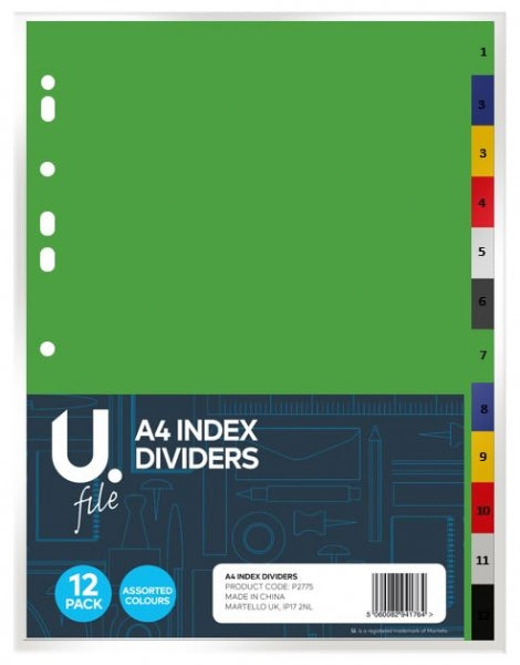 U.File A4 Index Dividers (12 Sections)