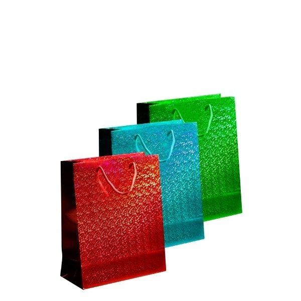 Martello Holographic Gift Bag Small Red/Green/Blue (3pk)