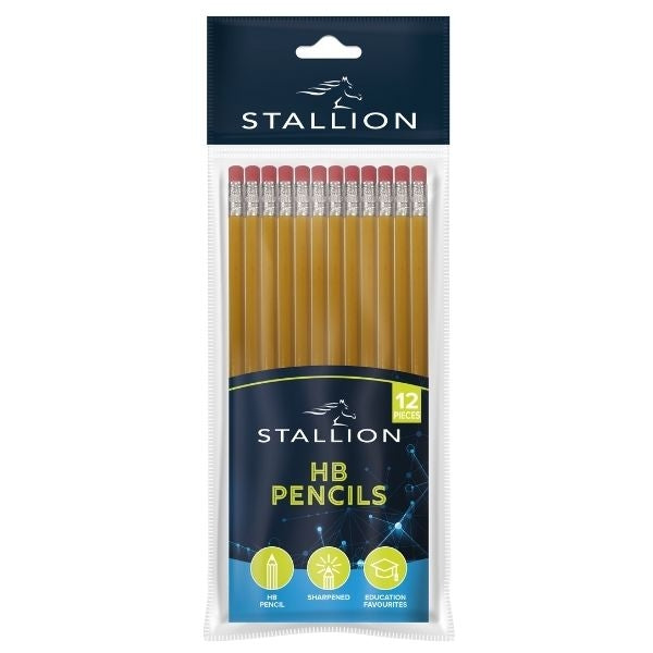 Stallion HB Pencils with Tip Eraser (12pk)