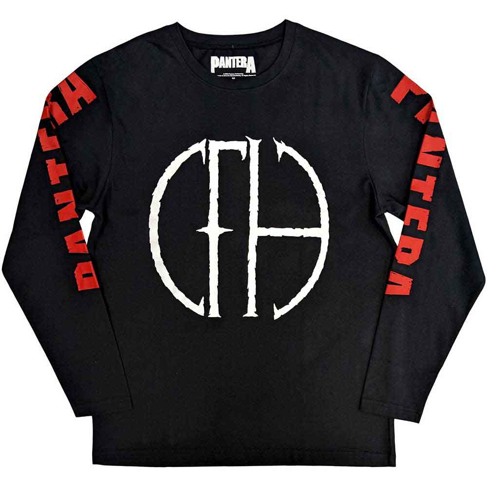 Pantera Unisex Long Sleeve T-Shirt Frayed Logo (Sleeve Print) Black (L)