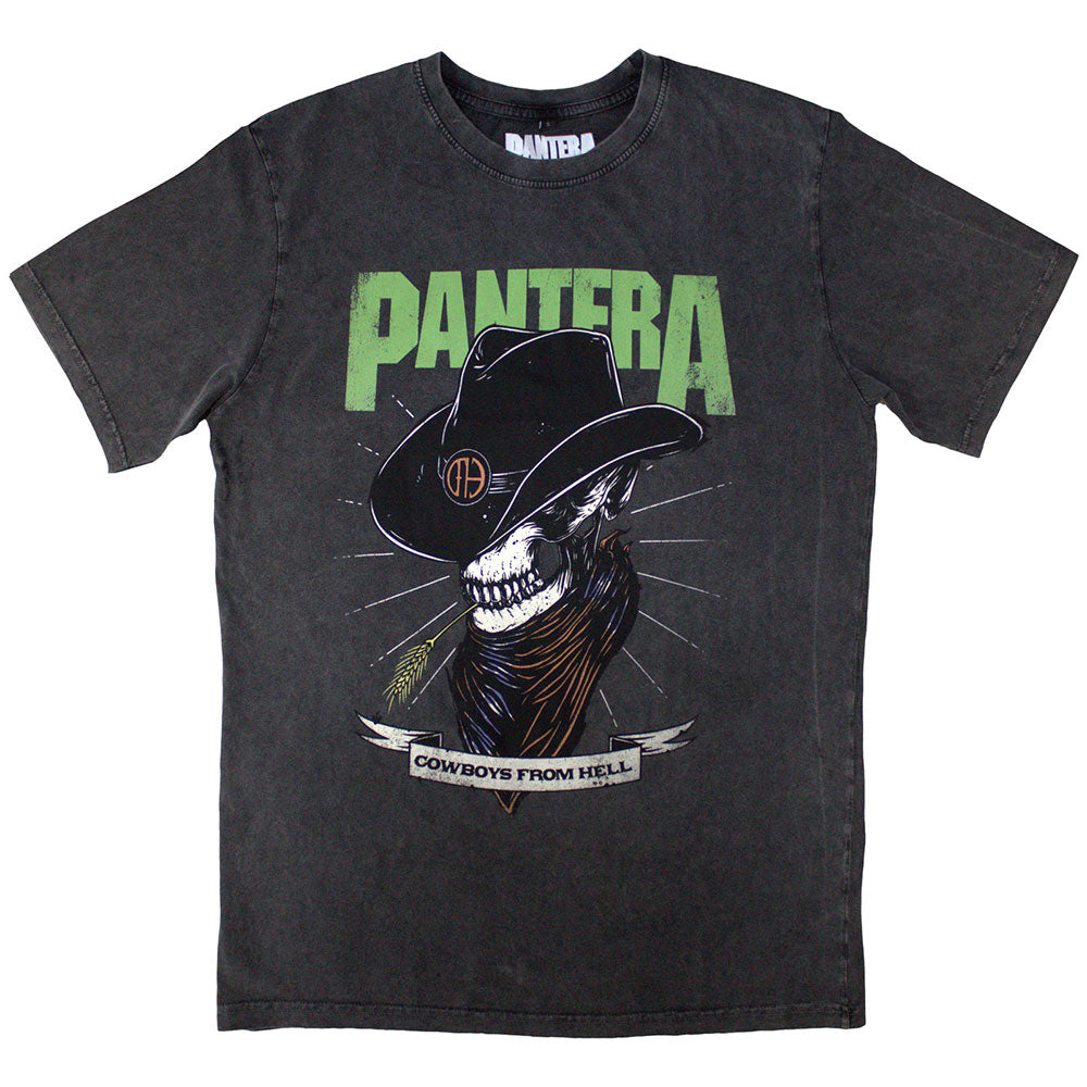 Pantera Unisex Stone Wash T-Shirt Skeleton Cowboy Charcoal Grey (L)