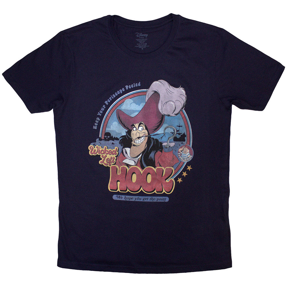 Disney Unisex T-Shirt Peter Pan Wicked Left Hook Navy Blue (L)