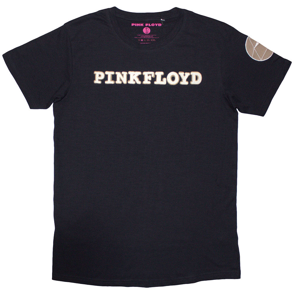 Pink Floyd Men's Fashion T-Shirt Logo & Prism Applique Motifs Navy Blue (M)