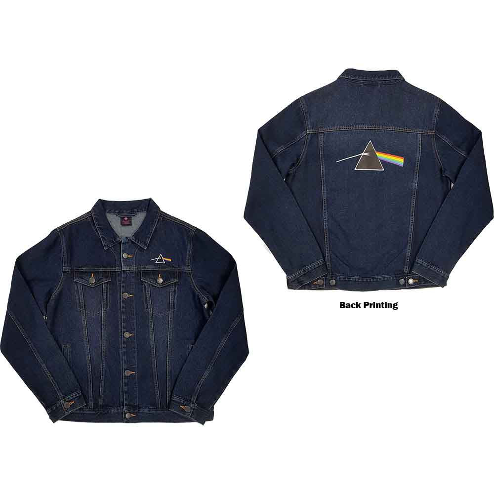 Pink Floyd Unisex Denim Jacket Dark Side of the Moon Oval Denim Blue (S)