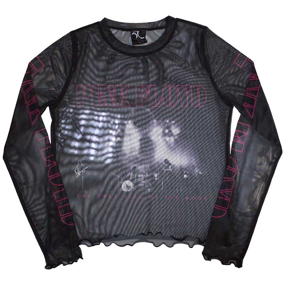 Pink Floyd Ladies Long Sleeve T-Shirt Live Band (Mesh) Black (S)