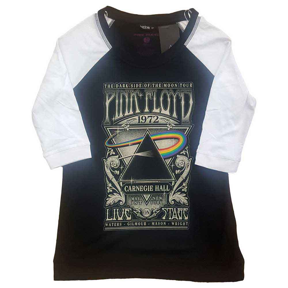 Pink Floyd Ladies Raglan T-Shirt Carnegie Hall Poster Black/White (XL)
