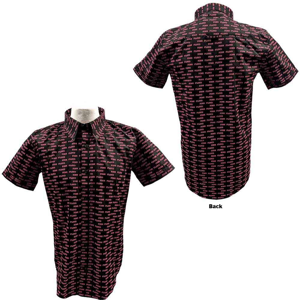 Pink Floyd Unisex Casual Shirt Courier Pattern Black (XXL)