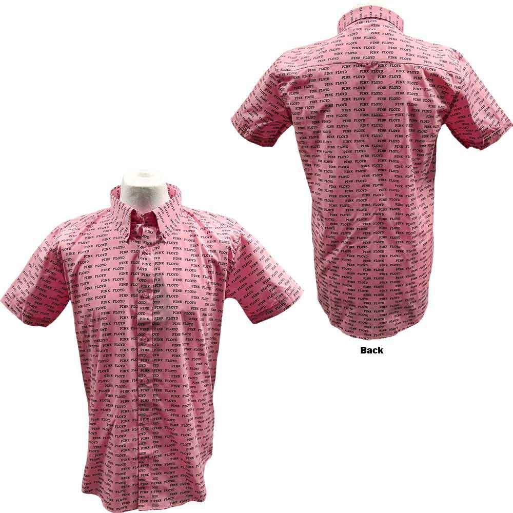 Pink Floyd Unisex Casual Shirt Courier Pattern Pink (L)