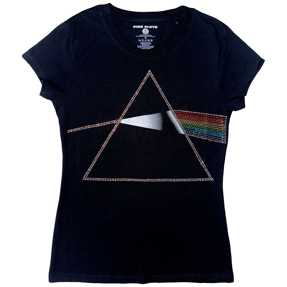 Pink Floyd Ladies T-Shirt Dark Side of the Moon (Diamante) Black (XL)