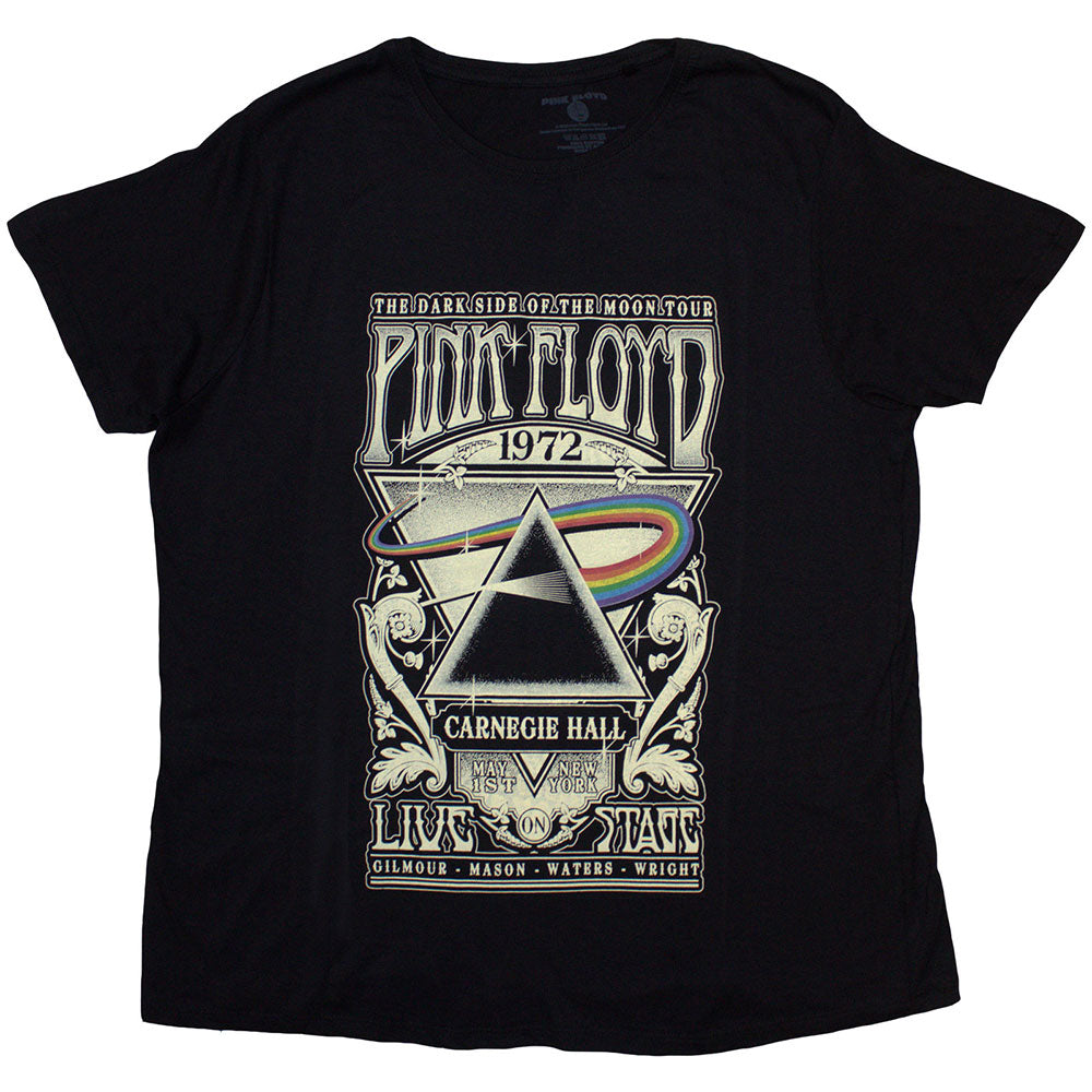 Pink Floyd Ladies T-Shirt Carnegie Hall Poster Black (XL)