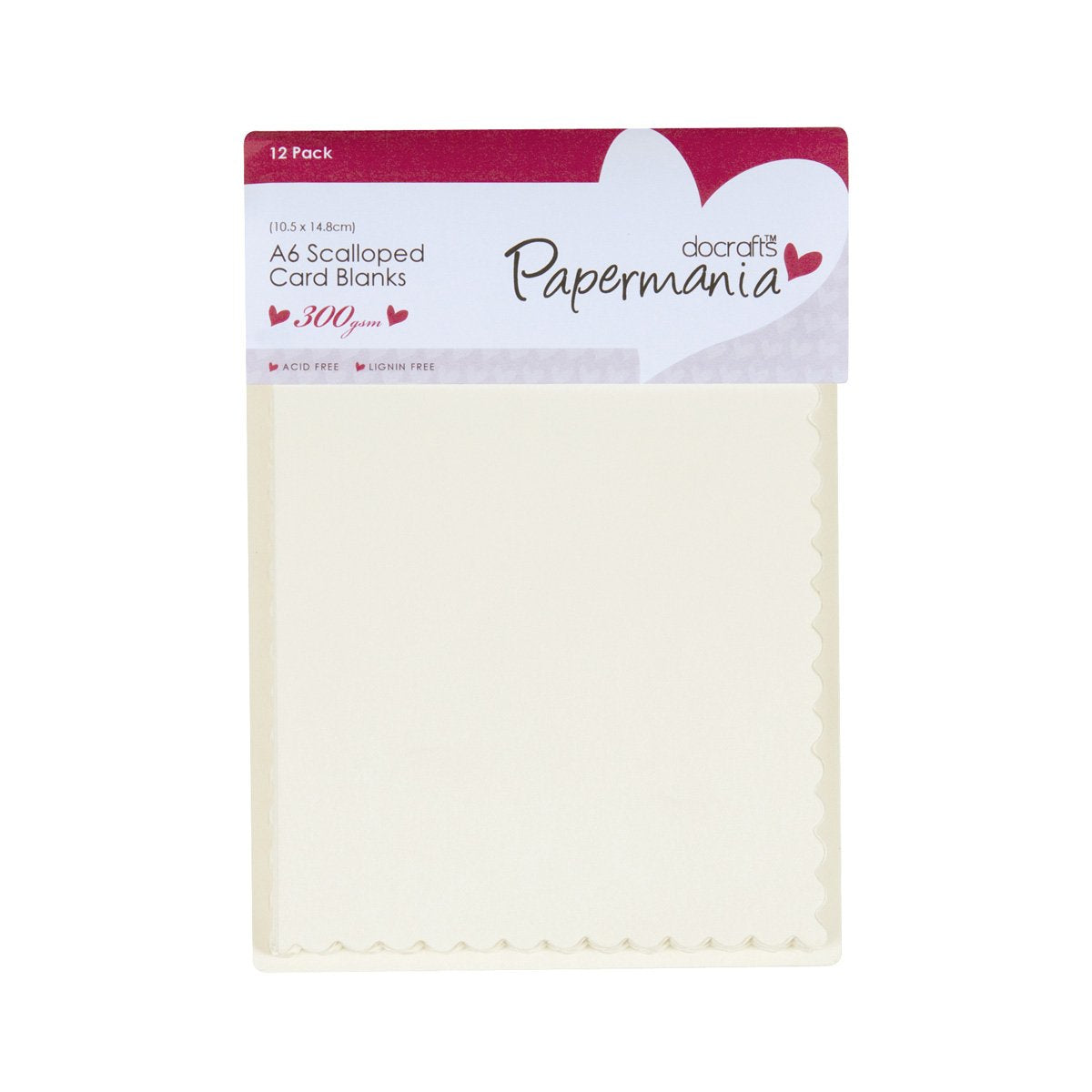 Papermania Cards & Envelopes A6 Scalloped 300gsm Cream (12pk)