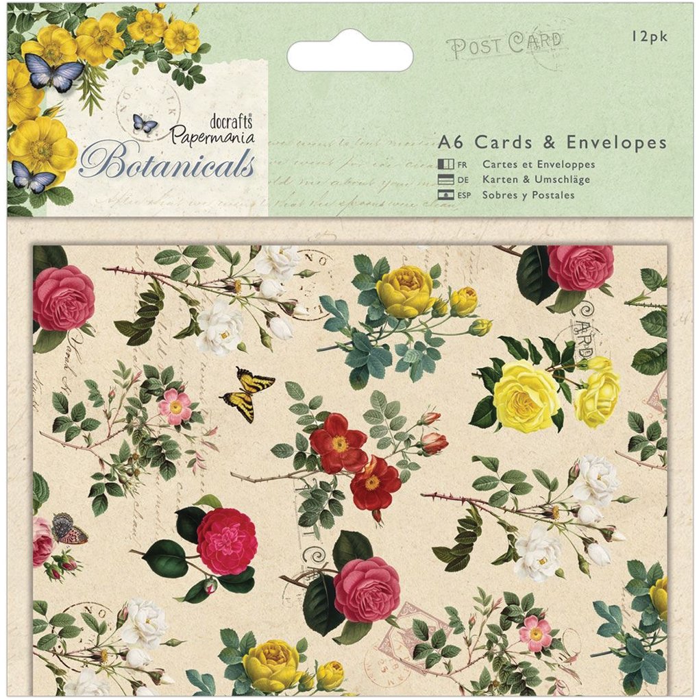 Papermania Cards & Envelopes A6 300gsm - Botanicals (12pk)