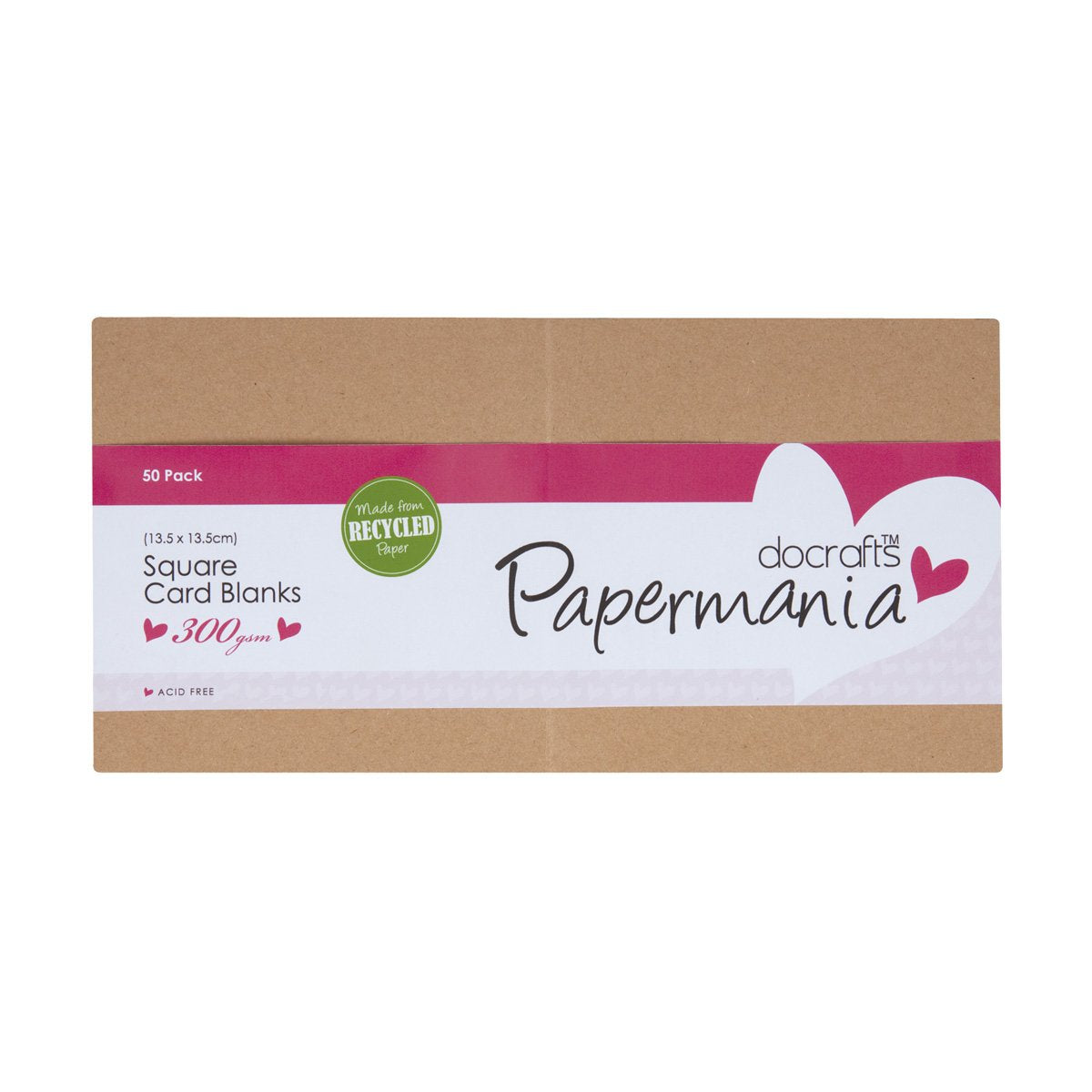 Papermania Cards & Envelopes Square 13.5cm x 13.5cm 300gsm Recycled Kraft (50pk)