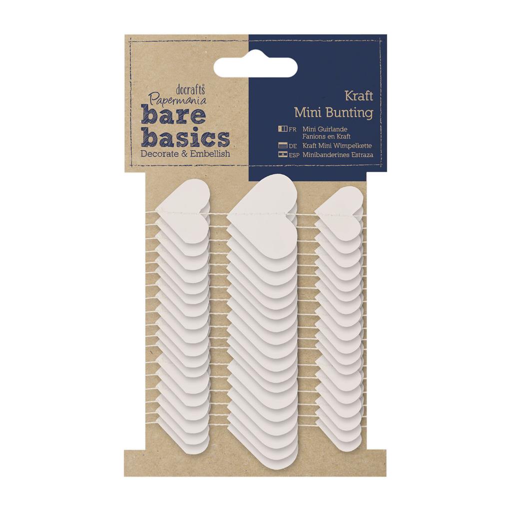 Bare Basics Kraft Mini Bunting - White Hearts
