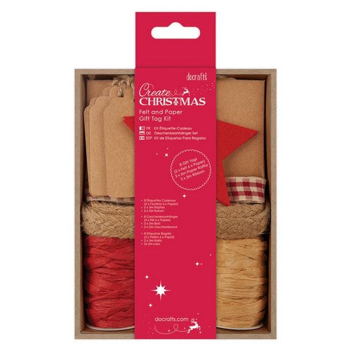 Create Christmas Felt and Paper Gift Tag Kit - Red