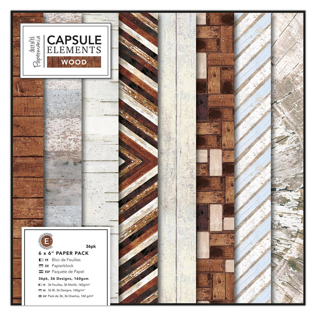Papermania 6" x 6" Paper Pack - Elements Wood (36sht)