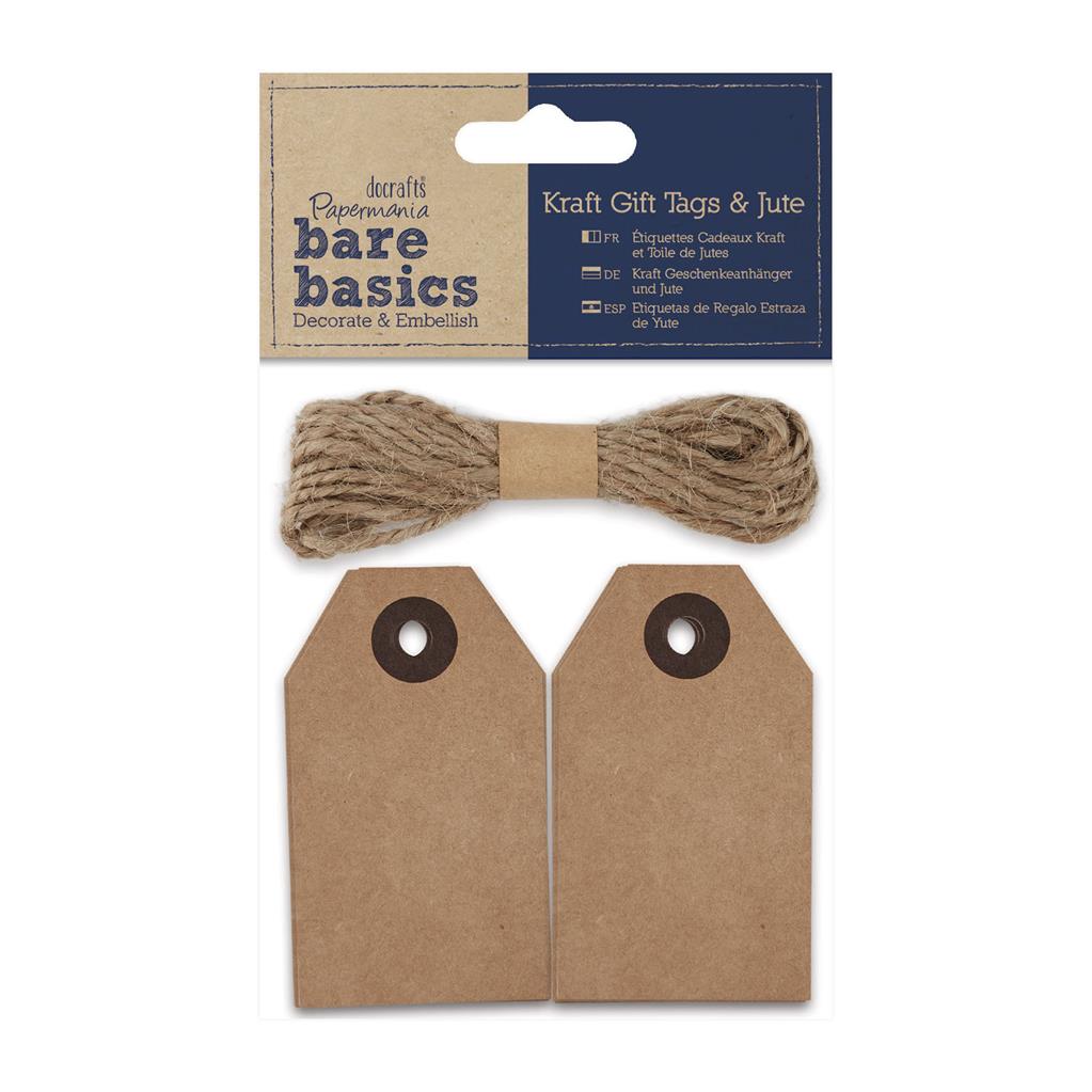 Bare Basics Gift Tags & Jute Kraft Brown (20pk)
