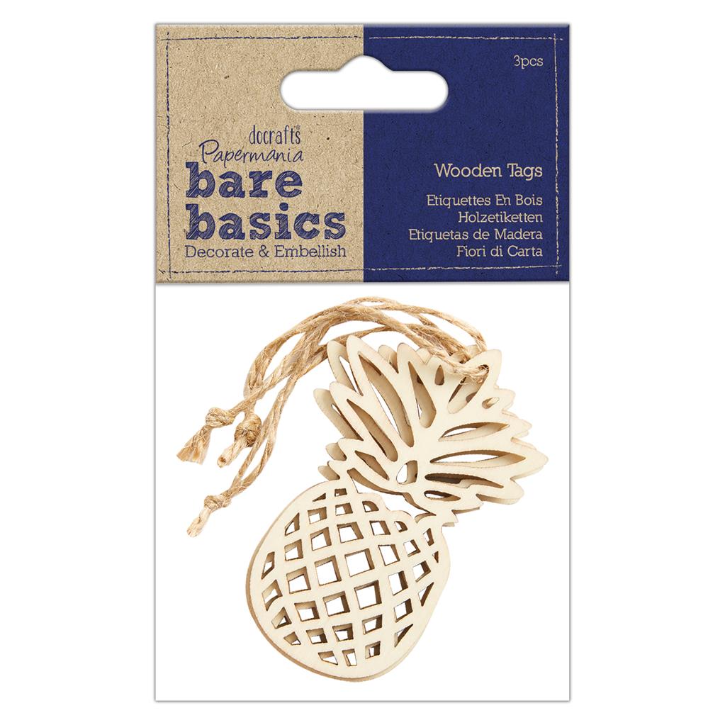 Bare Basics Wooden Tags - Pineapple (3pc)