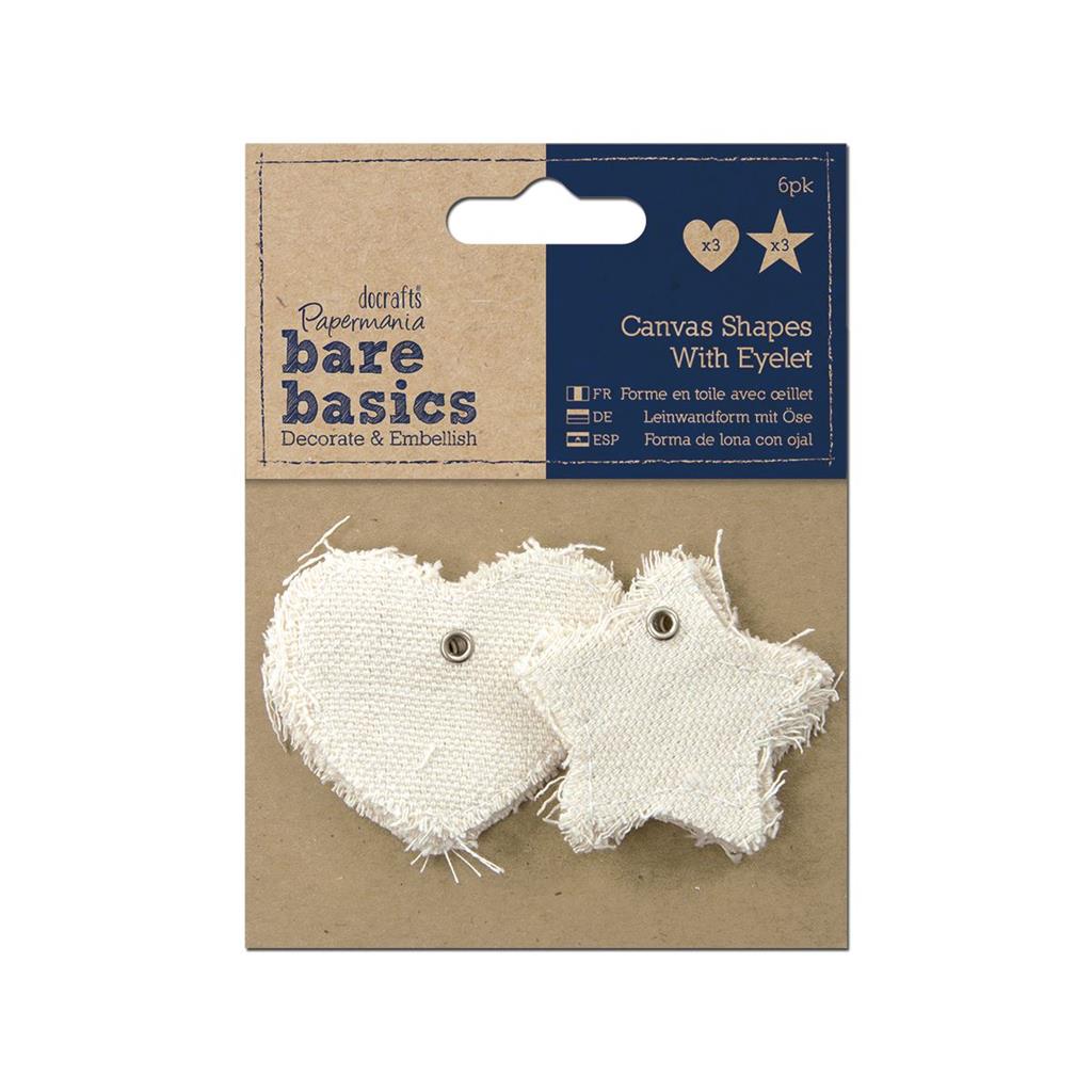 Bare Basics Canvas Shape with Eyelet Stars/Hearts (6pc)