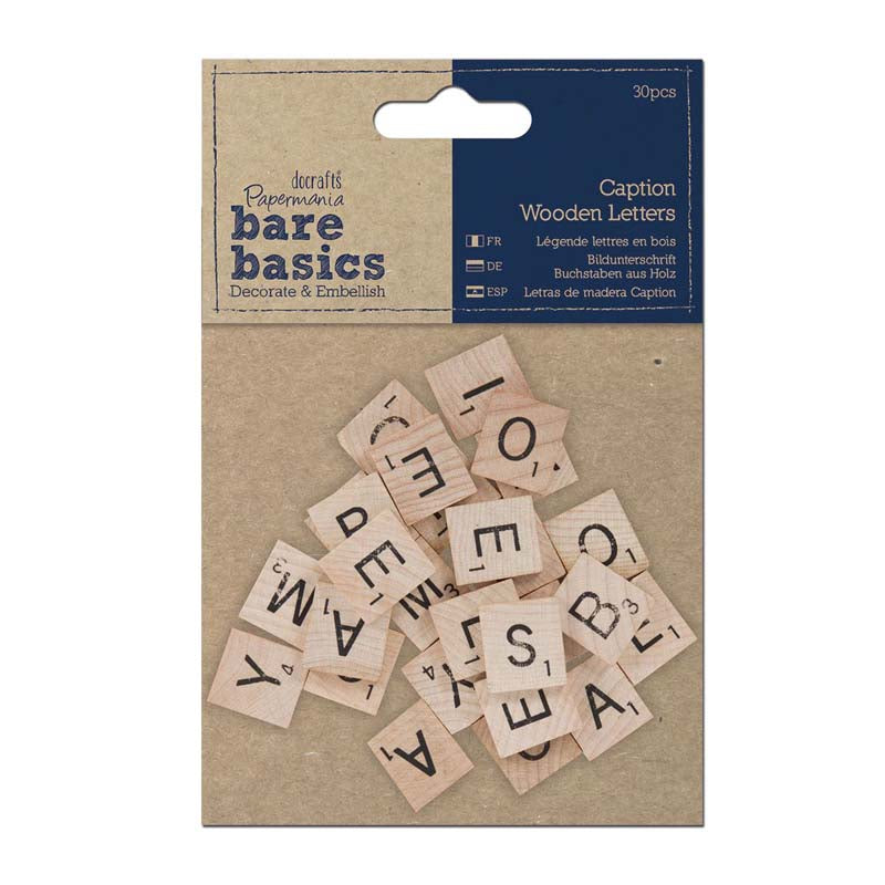 Bare Basics Wooden Caption Letters (30pk)