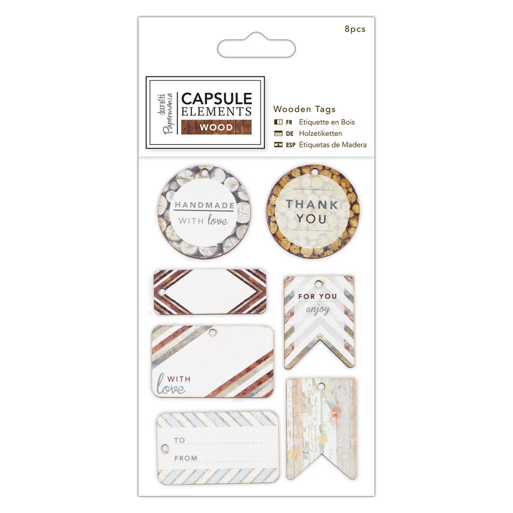 Papermania Wooden Tags - Capsule Elements Wood (7pk)