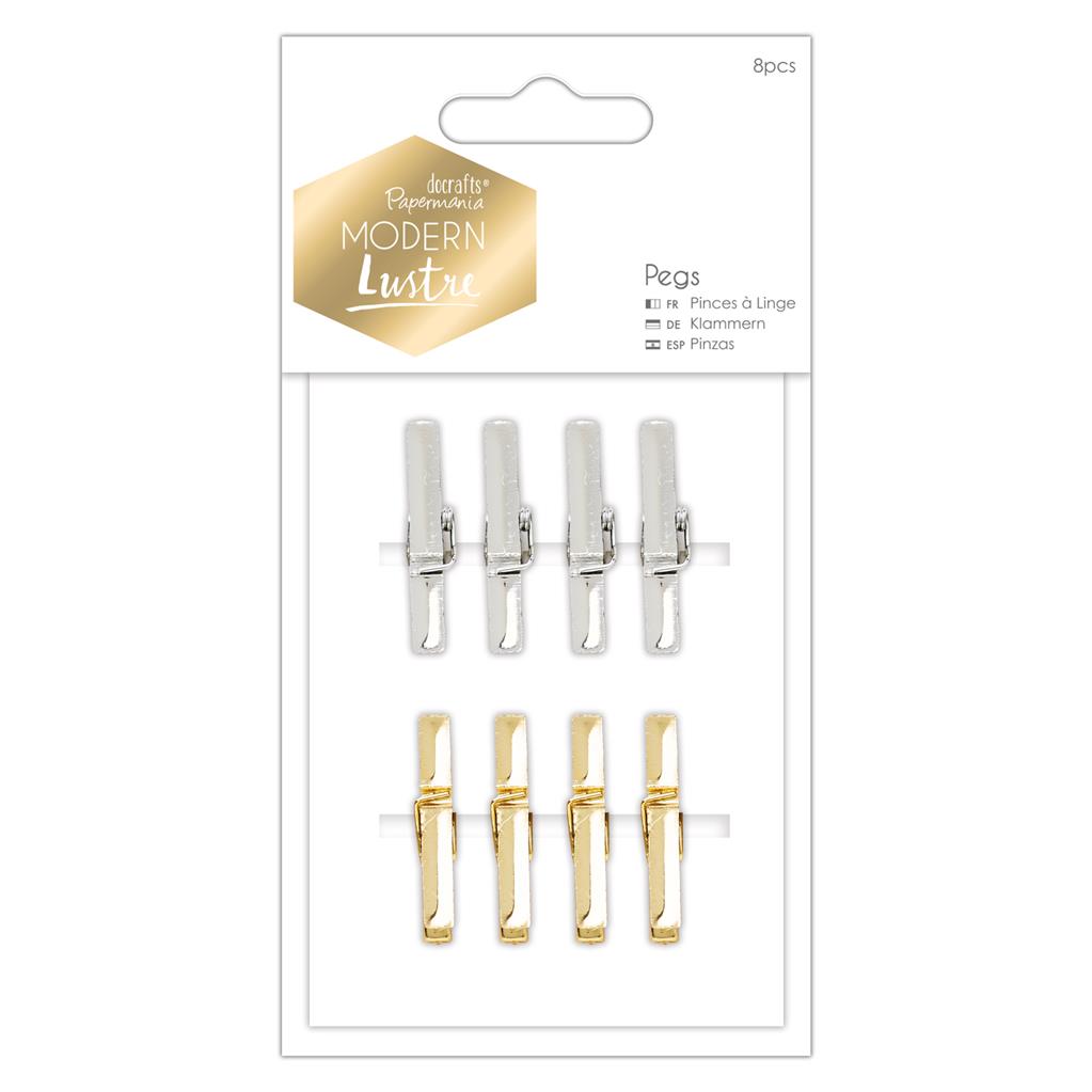 Papermania Modern Lustre Pegs Gold & Silver (8pk)