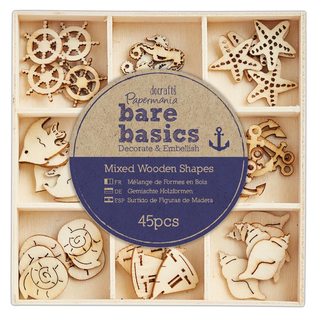 Bare Basics Wooden Shapes - Nautical (45pk)