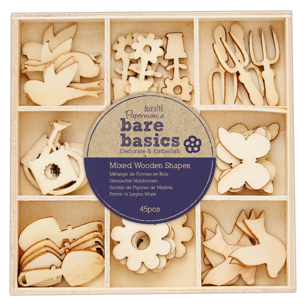 Bare Basics Mixed Wooden Shapes - Spring Garden (45pk)