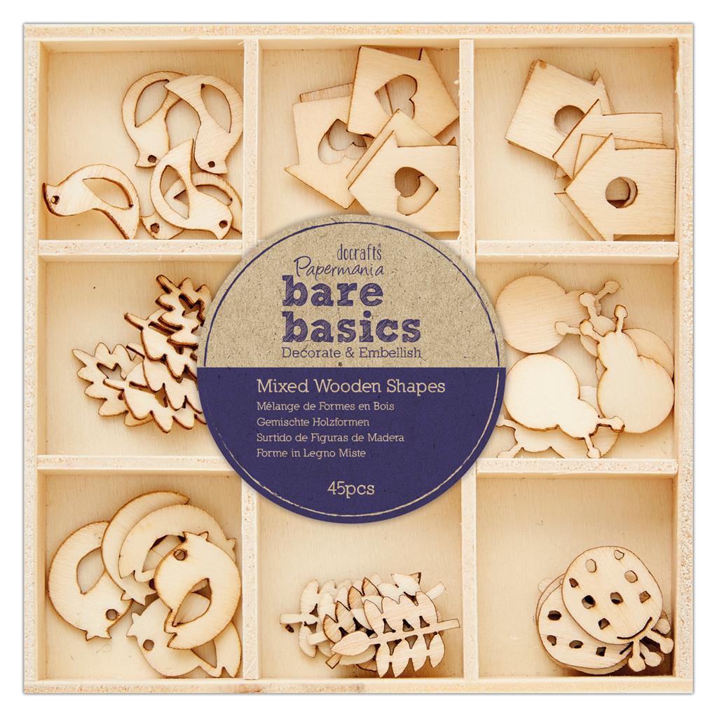Bare Basics Mixed Wooden Shapes - Autumn Garden (45pk)