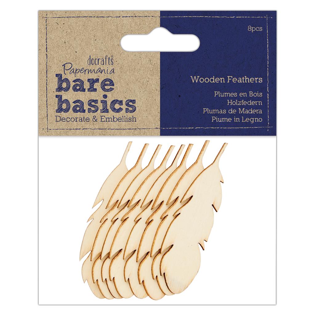 Bare Basics Wooden Feathers (8pk)