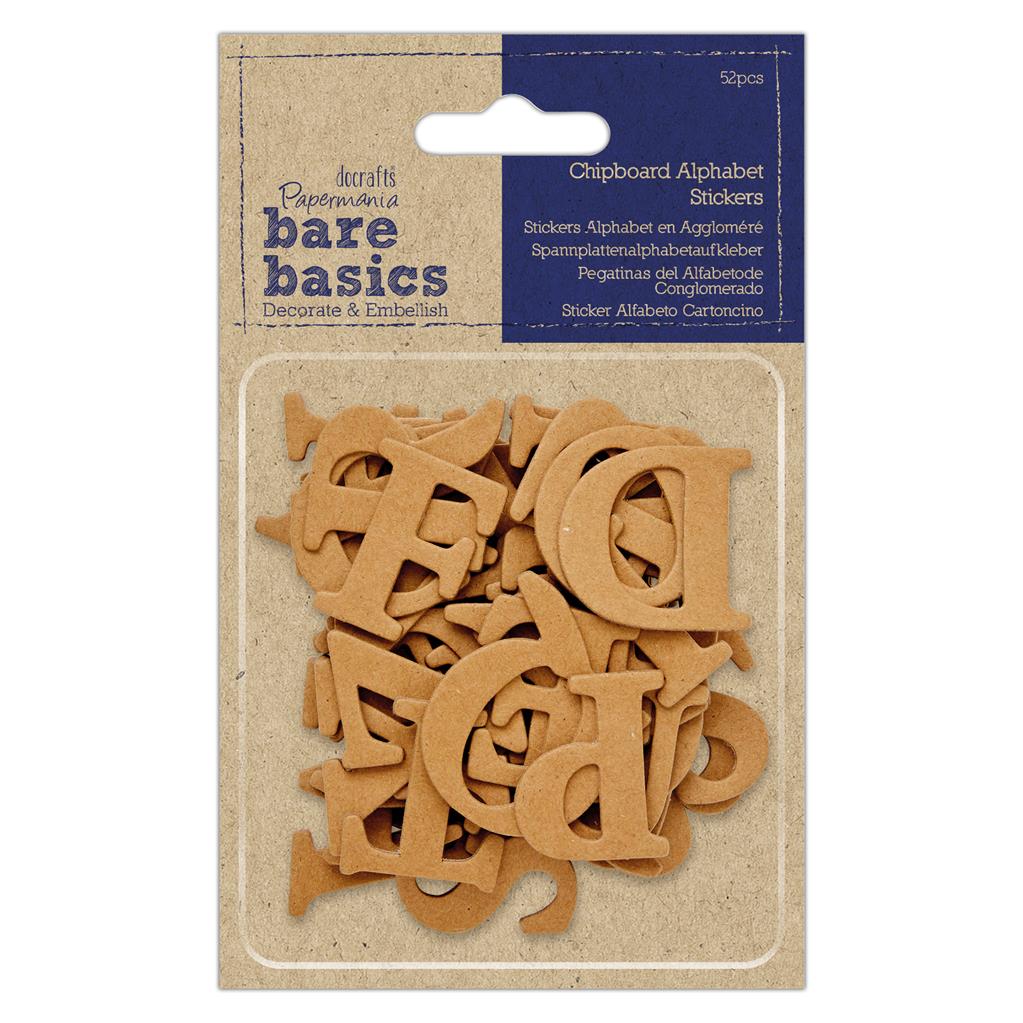 Bare Basics Chipboard Alphabet Stickers (52pc)