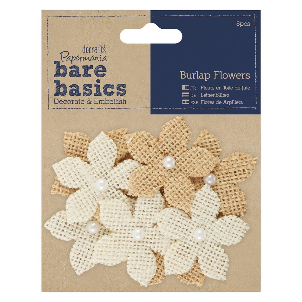 Bare Basics Burlap Flowers (8pc)