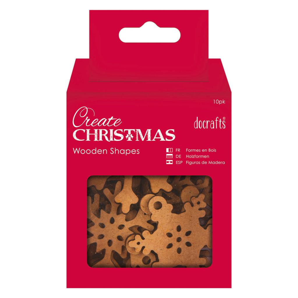 Create Christmas Wooden Shapes - Snowflakes (10pk)