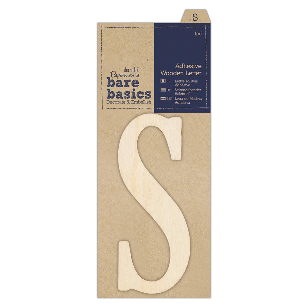 Bare Basics Adhesive Wooden Letter S (1pc)