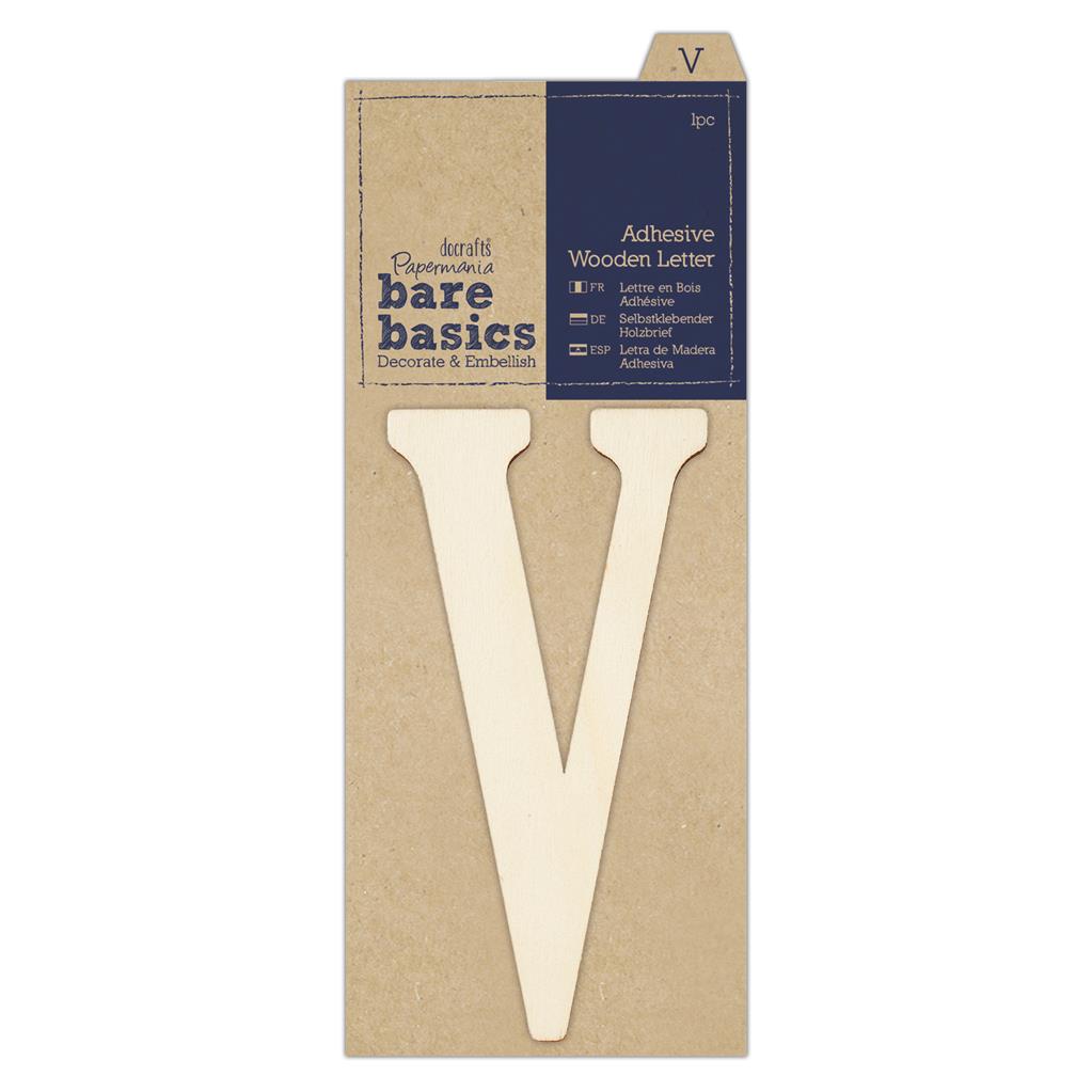 Bare Basics Adhesive Wooden Letter V (1pc)